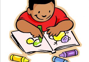 300x210 kids drawing clip art illlustration of kids drawing on paper