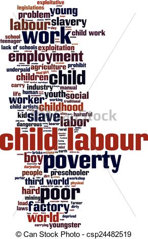 291x470 Child Labour Word Cloud Concept Vector Illustration