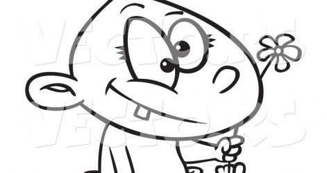 471x250 Baby Girl Outline Drawing Child Picture A Cartoon For Tumblr