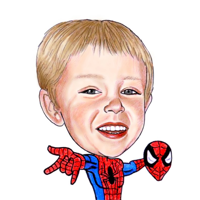 794x794 Color Hand Drawn Portrait Of Your Child Funny Caricature Etsy