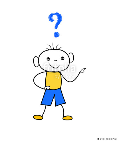 417x500 Doodle Boy Thinking With Question Mark Scribble Cartoon Character
