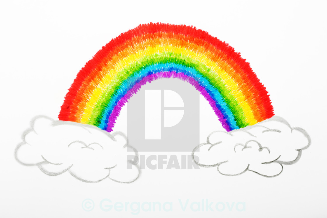 1120x747 Colorful Rainbow And Fluffy Clouds Drawing, Childhood Conception