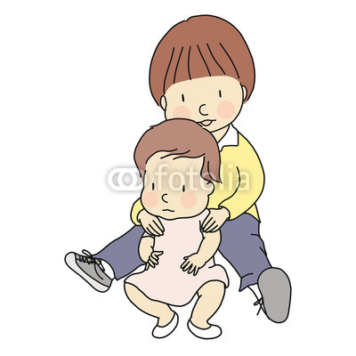 400x400 Vector Illustration Of Two Little Innocent Brother And Sister