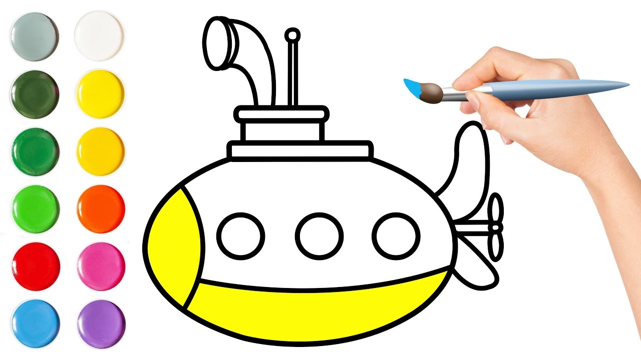 1280x720 Draw And Coloring A Submarine Coloring Games For Children