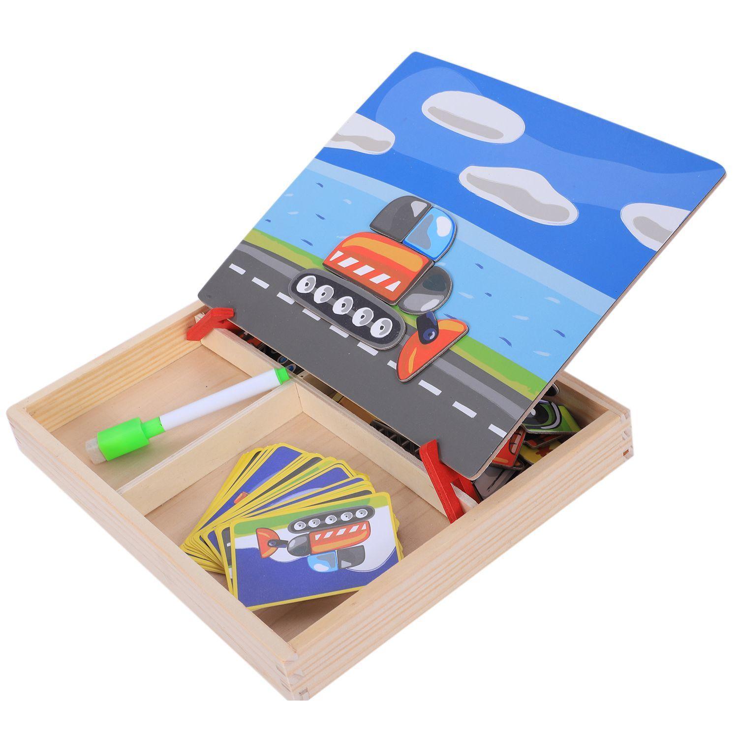 1500x1500 Magnetic Fun Jigsaw Children Wooden Puzzle Board Box Pieces