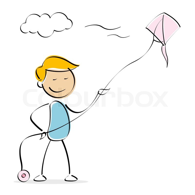 800x800 Illustration Of Vector Kid Flying Kite Stock Vector Colourbox