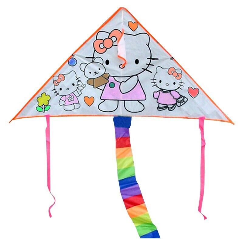 800x788 Kid's Coloring Kitty Cat Kite Diy Painting Teaching Drawing Fly