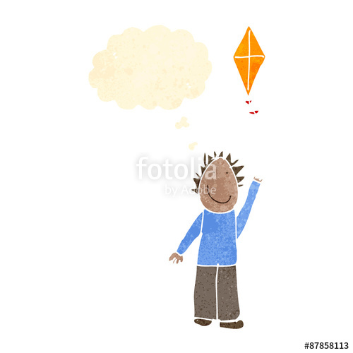 500x500 Child's Drawing Of A Boy Flying Kite Stock Image And Royalty Free