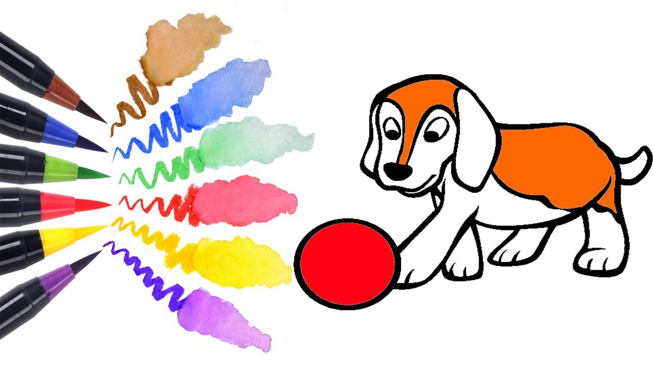 1280x720 How To Draw A Dog Playing Ball Coloring Pages Kids Songs Learn