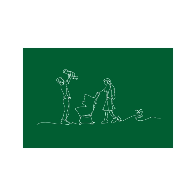 640x640 Illustration Happy Family Have Fun With Continuous White Line