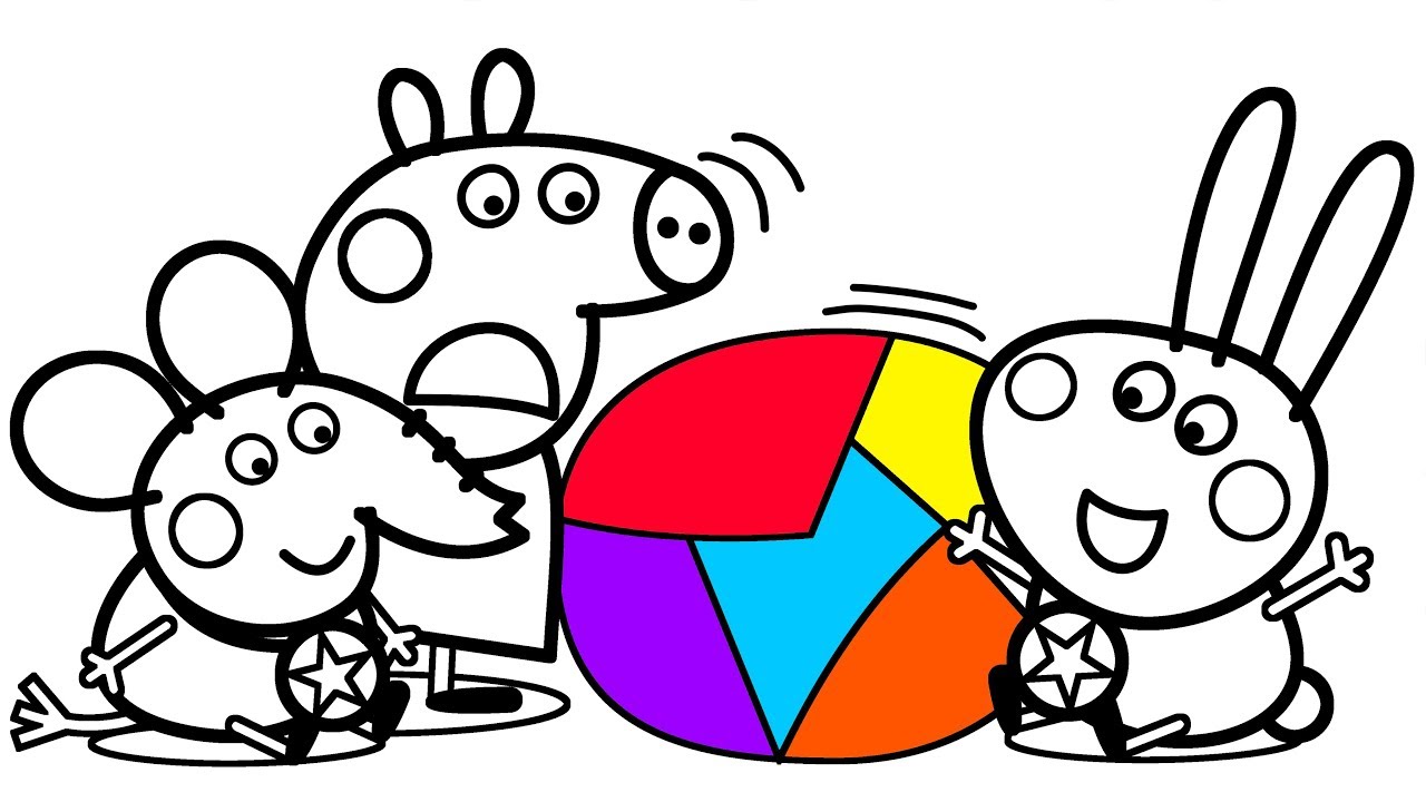 1280x720 Peppa Pig Drawing Painting Playing With Friends Coloring Book