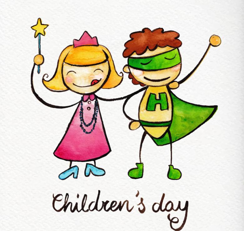782x739 Lovely Child Coloured Drawing Or Pattern The Children's Day Card