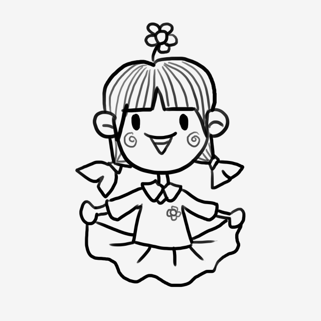 640x640 Childrens Day Short Sketch Hand Painted, Graffiti, Little Girl