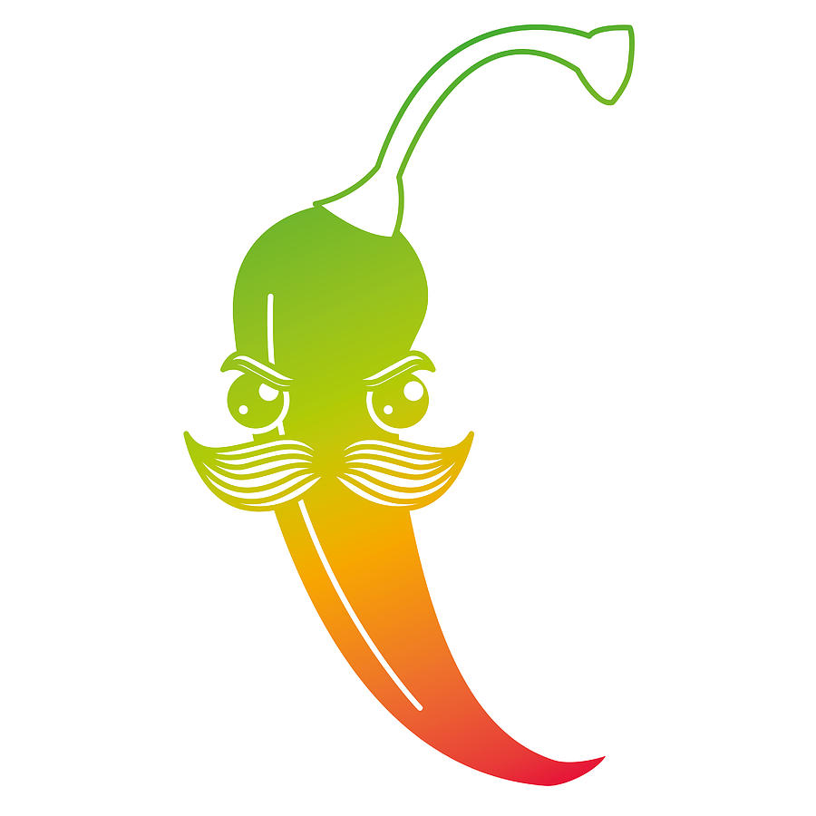 900x900 Spicy Chile With Mustache Kawaii Character