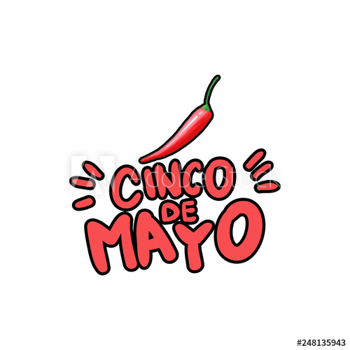 500x500 Cinco De Mayo Hand Drawn Stylized Lettering Green Saguaro Cactus