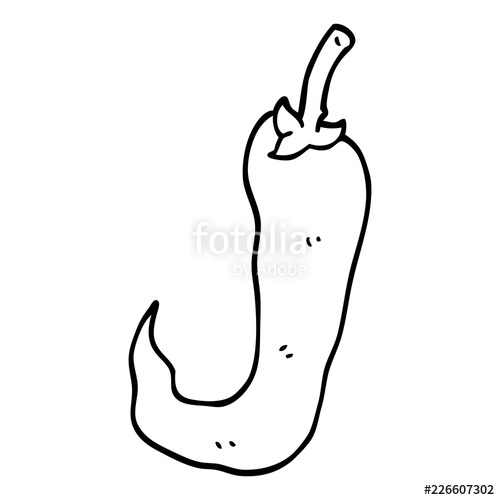 500x500 Line Drawing Cartoon Red Hot Chilli Pepper Stock Image