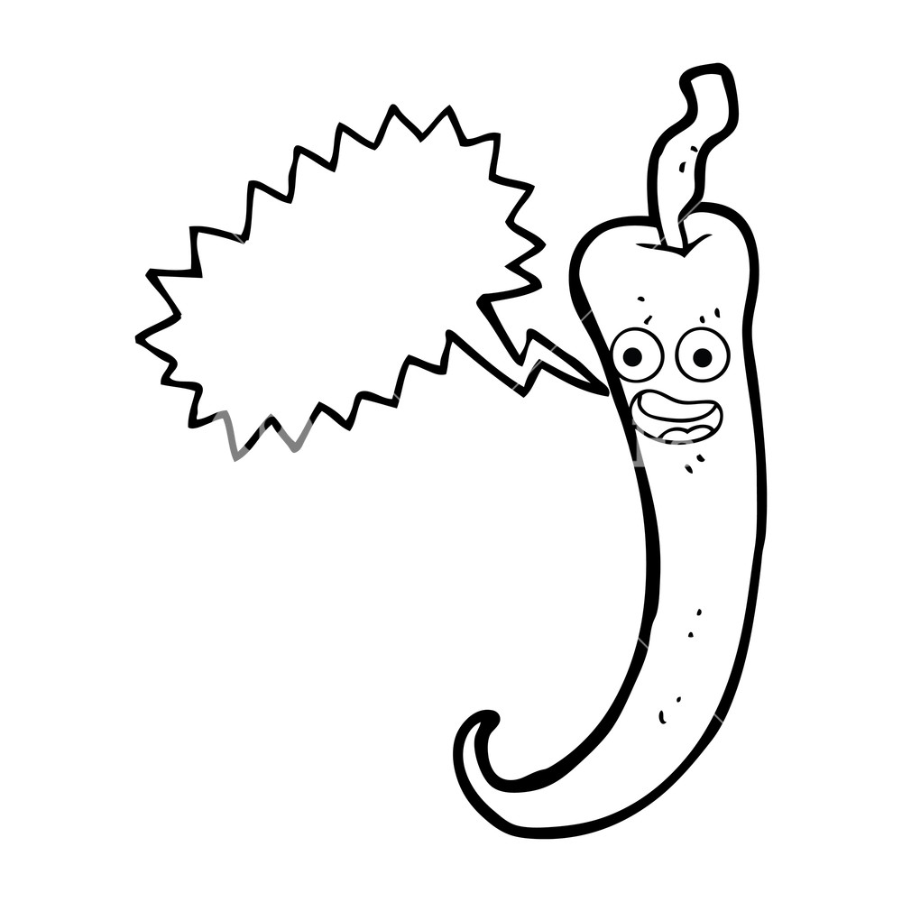 1000x1000 Freehand Drawn Speech Bubble Cartoon Chilli Pepper Royalty Free
