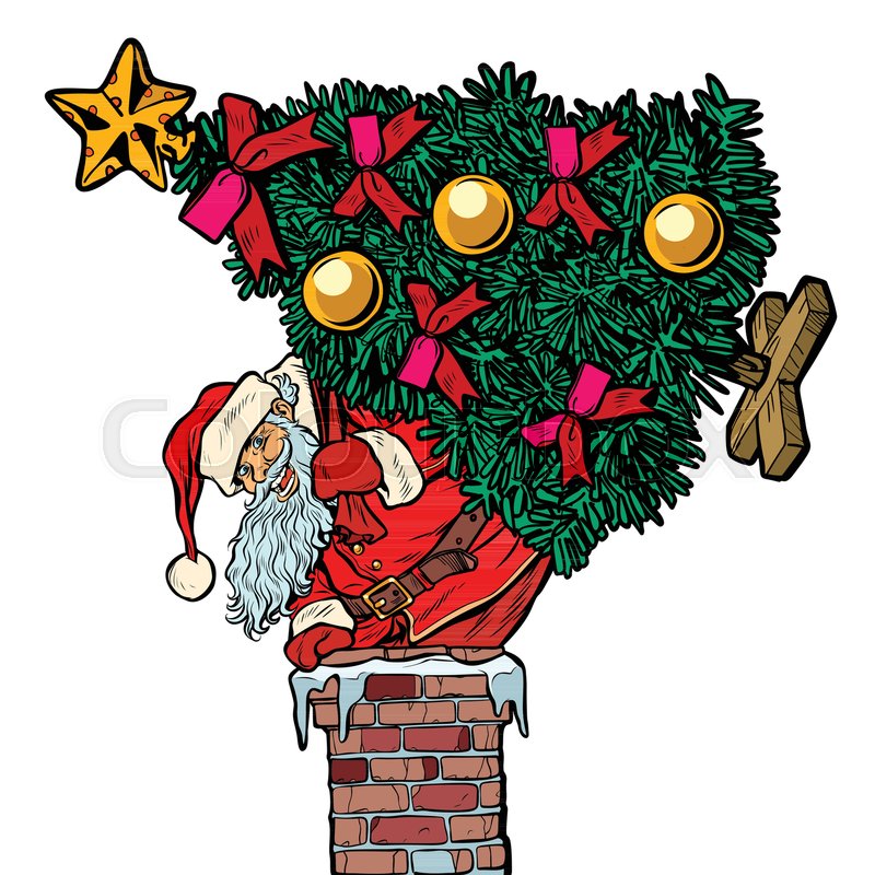 800x800 Santa Claus With A Christmas Tree Stock Vector Colourbox