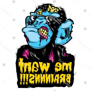 300x300 Sitting Monkey Chimpanzee Color Vector Drawing Soidergi