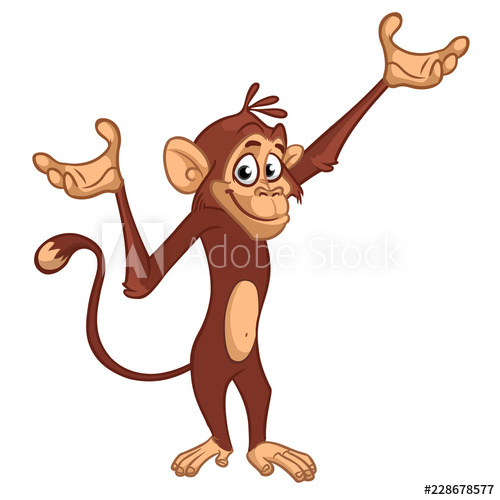 500x500 Cute Monkey Chimpanzee Flat Bright Color Simplified Vector