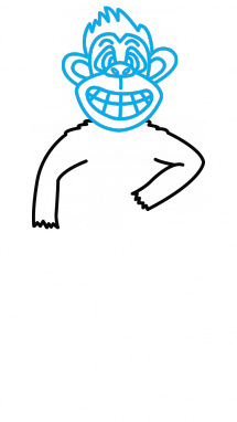 215x382 How To Draw A Happy Chimpanzee, A Monkey, Easy Step