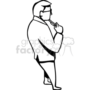 300x300 Black And White Man Holding A Pen Up To His Chin Clipart Royalty