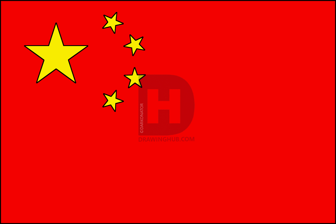 1181x788 How To Draw A Chinese Flag, Step