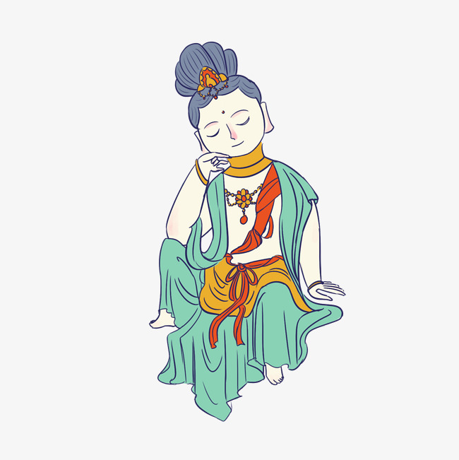 650x651 Buddha Statue Chinese Style Hand Drawn Cartoon Image