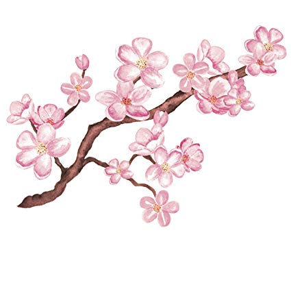 425x425 Pretty Pink Cherry Blossom Branch Vinyl Decal Sticker
