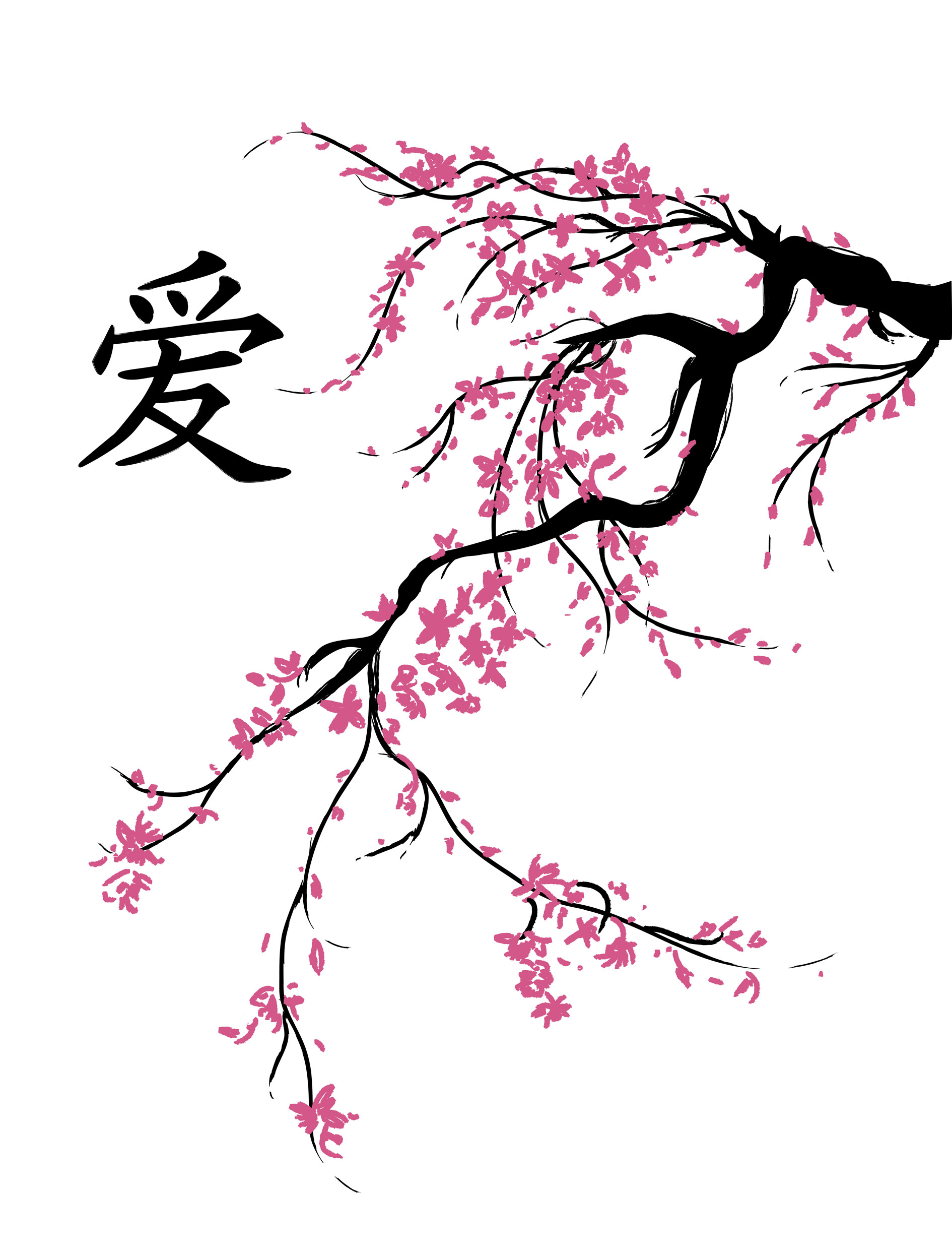 1890x2486 Cherry Blossom Drawing