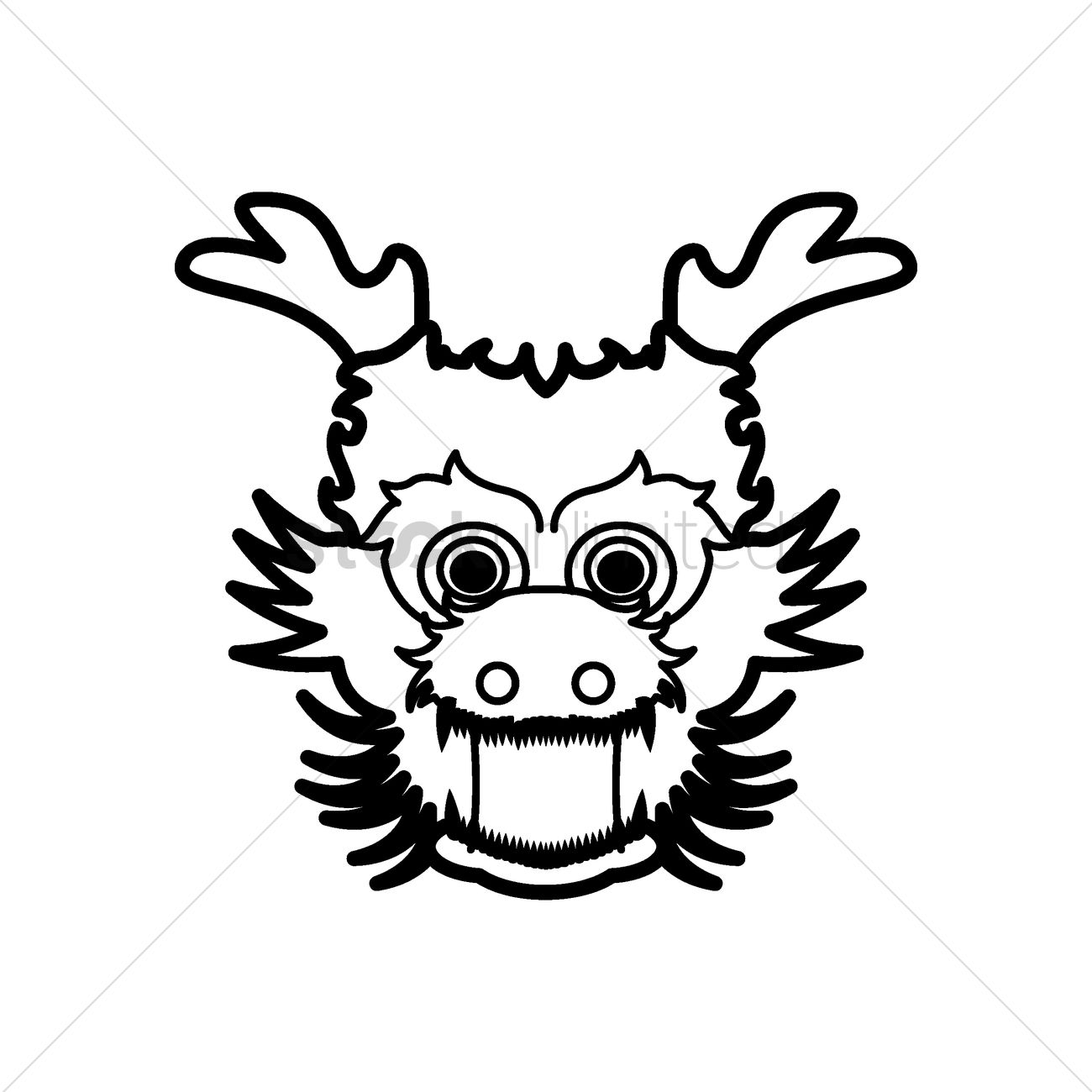 1300x1300 Chinese Dragon Dance Head Vector Image