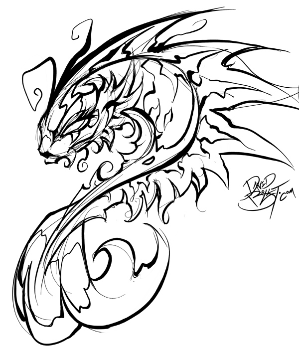 600x716 Drawn Chinese Dragon Fish