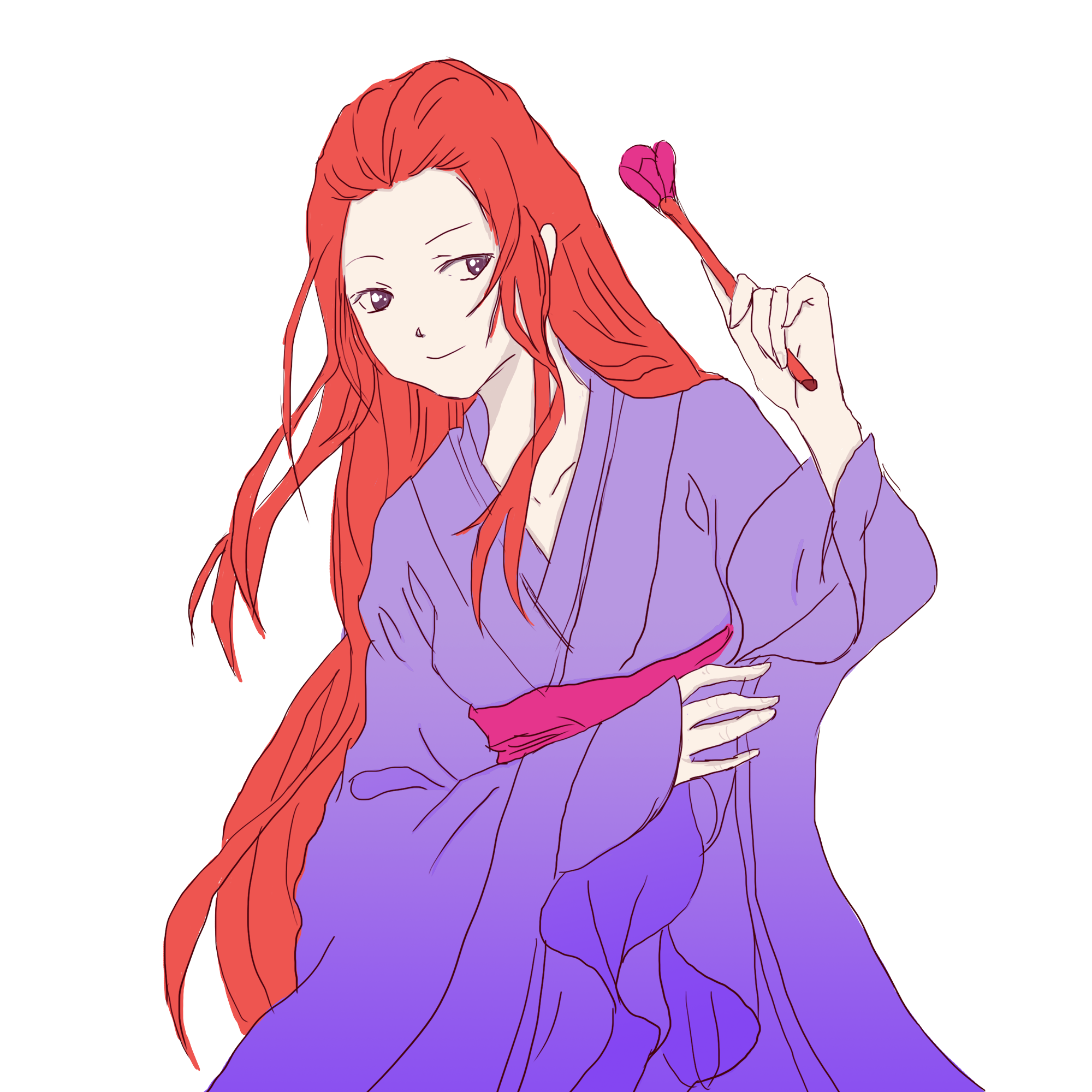 2000x2000 Chinese Style Ancient Girl Holding Peach Blossom Image