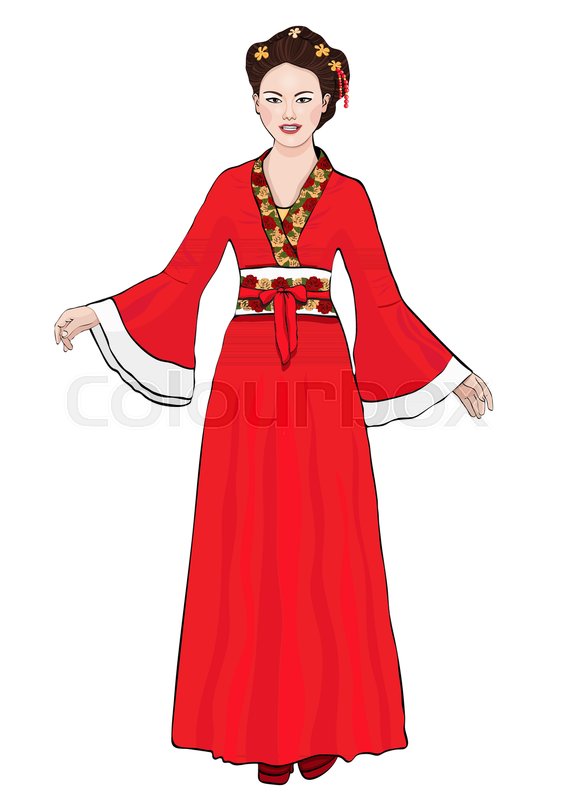 567x800 Girl In Chinese National Costume Stock Vector Colourbox