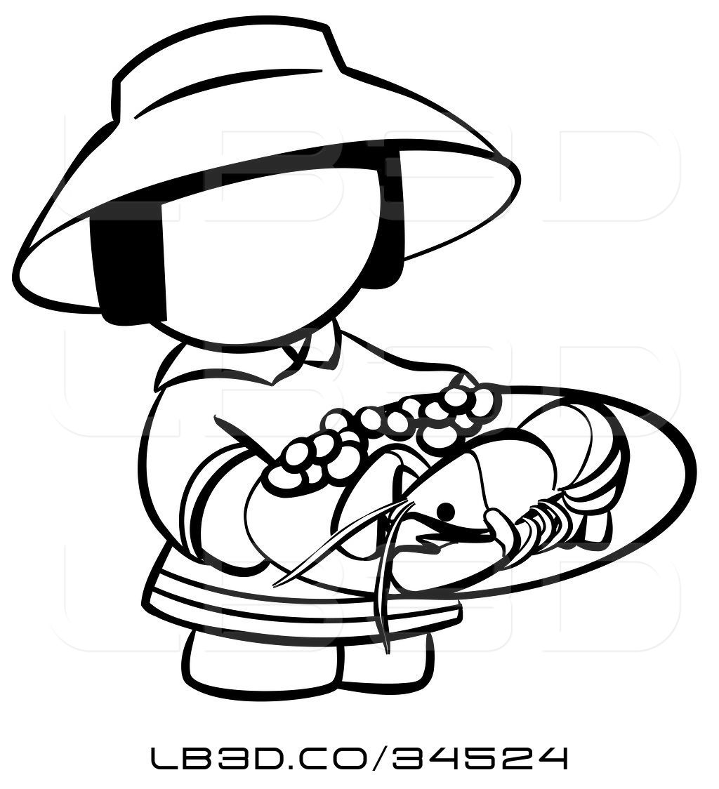 1024x1124 Vector Illustration Of Black And White Human Factor Chinese Girl