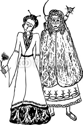 264x400 Vector Drawing Of A Couple Of Fictional Chinese Persons Buy