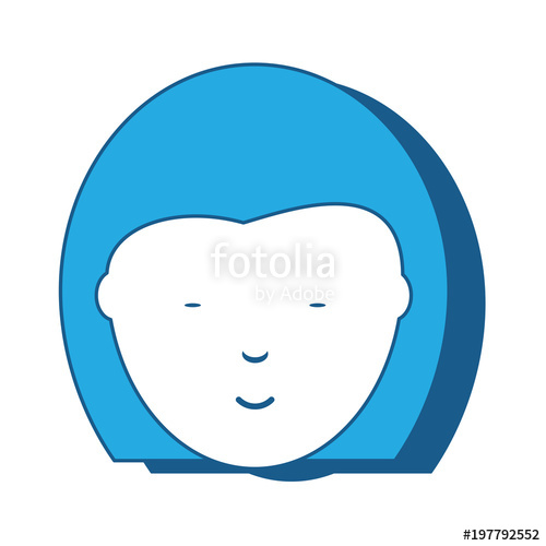 500x500 Cartoon Chinese Girl Face Icon Icon Over White Background, Blue