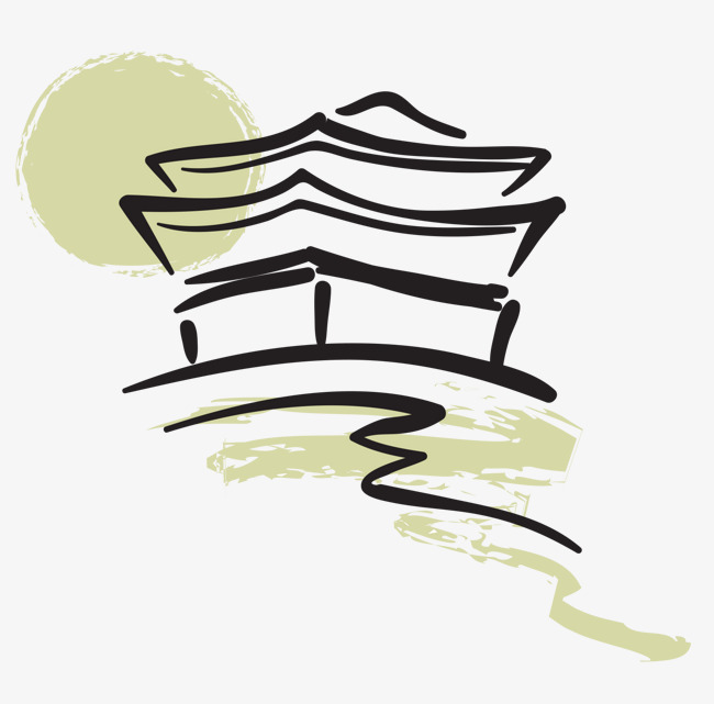 650x641 Chinese Wind Ink House, Chinese Vector, Wind Vector, House Vector