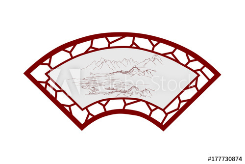 500x334 Ancient Traditional Chinese Wooden Fan With The Landscape Painting