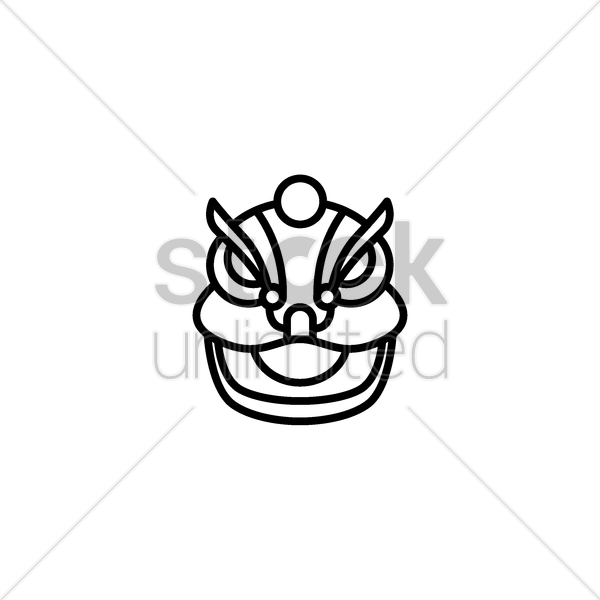 600x600 Chinese Lion Dance Head Vector Image