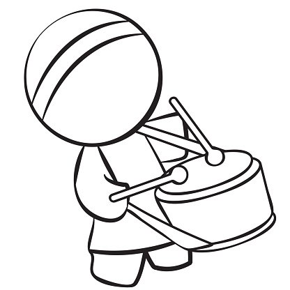 416x416 Line Drawing Of Chinese Man With Drums