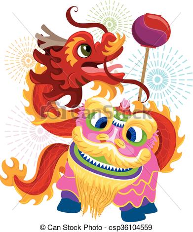 391x470 Chinese New Year Lion Dragon Dance Illustration Of Lion