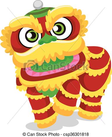 385x470 Vector Illustration Of Lion Dance For Chinese New Year