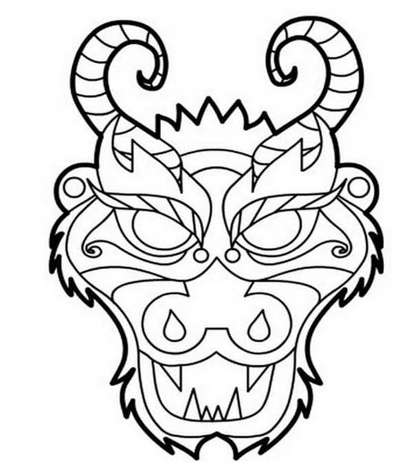 600x671 Chinese Dragon Mask Coloring
