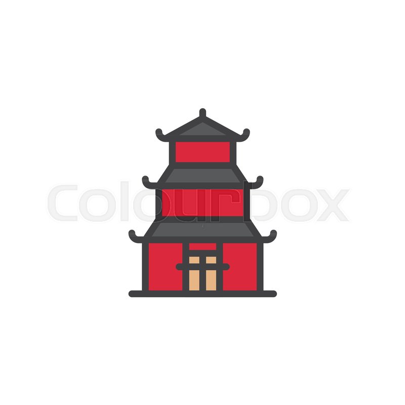 800x800 pagoda building filled outline icon, stock vector colourbox