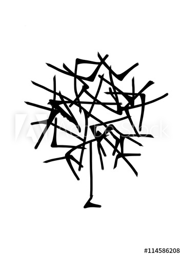 357x500 Drawing Abstract Tree On A White Background Isolated Black