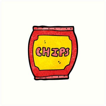 360x360 Cartoon Potato Chips Bag Sticker In Redbubble Podartist