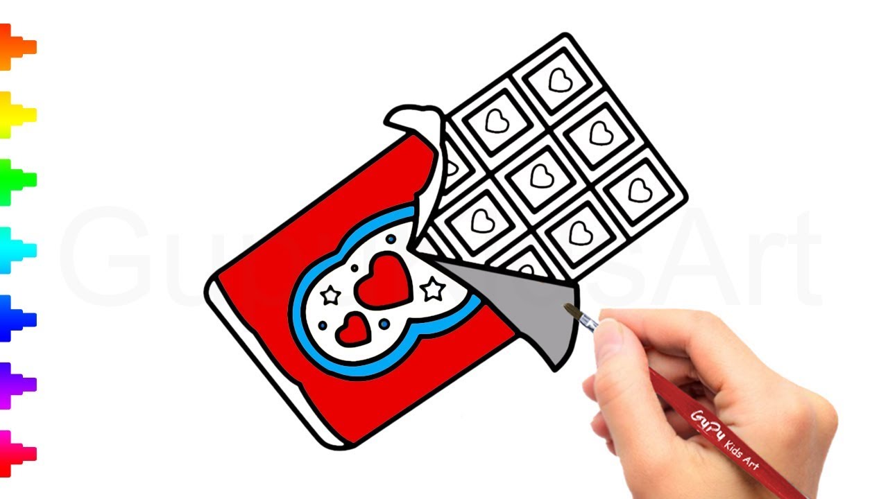 1280x720 heart chocolate bar drawing and coloring how to draw chocolate