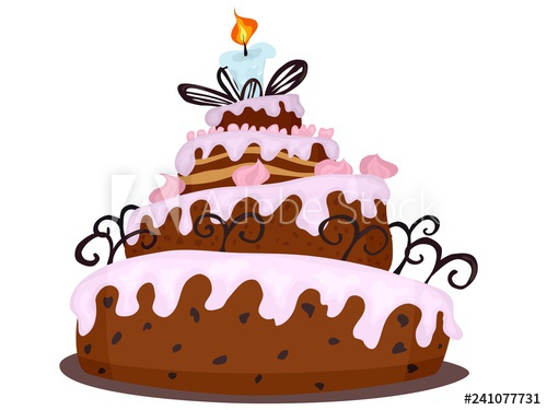 500x375 Big Chocolate Cake With Cream Drawing Cartoon