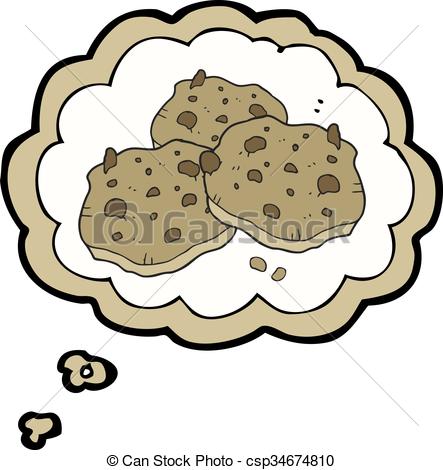 443x470 Freehand Drawn Thought Bubble Cartoon Chocolate Chip Cookies
